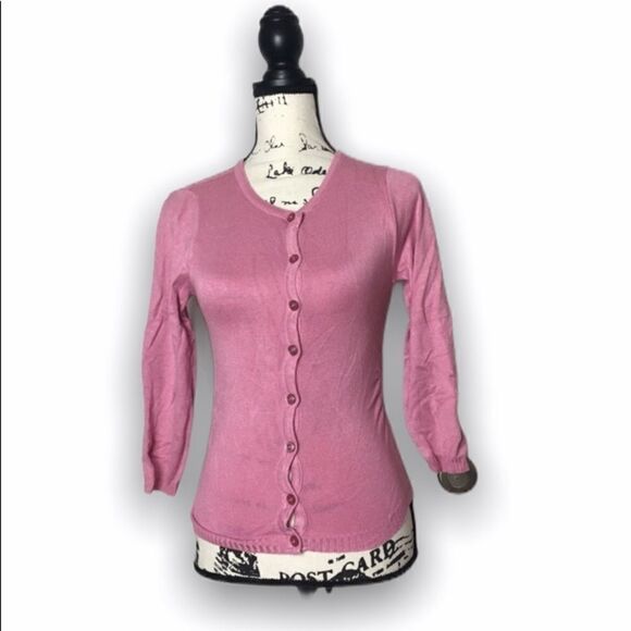 Knits Landing SZ M (juniors) Vintage Pink Cardigan - Picture 1 of 4